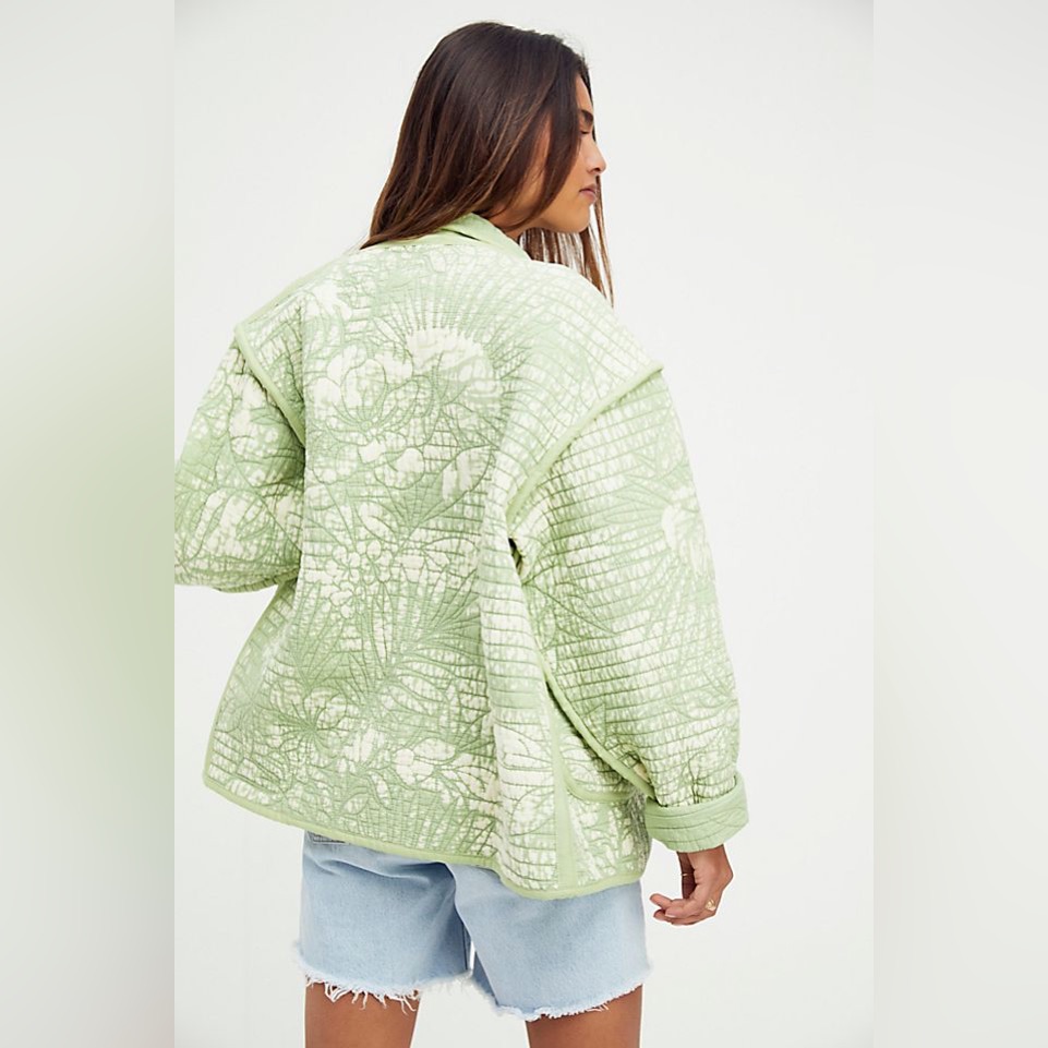 Free People Green Floral Jacket
